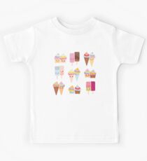Kawaii cupcakes, ice cream in waffle cones, ice lolly Kids Tee