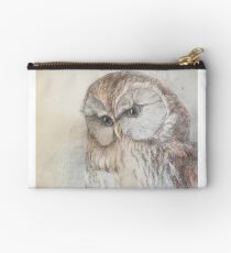 Wild Bird Owl Drawn Portrait Pencil Sketch Studio Pouch