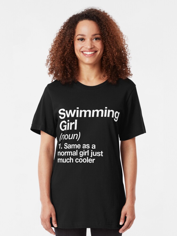 Womens Real Athletes SWIM T-Shirt funny swimming gift swimmers Ladies scoop neck
