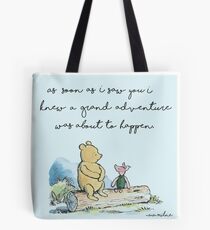 Classic Winnie The Pooh PRINTABLE, As soon as I saw you I knew a grand adventure was about to happen, Kids Wall Art, Boys Nursery Decor Blue Tote Bag