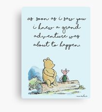 Classic Winnie The Pooh PRINTABLE, As soon as I saw you I knew a grand adventure was about to happen, Kids Wall Art, Boys Nursery Decor Blue Canvas Print