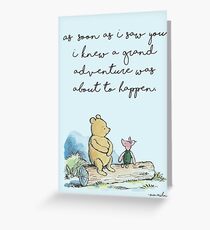Tarjeta de felicitación Classic Winnie The Pooh IMPRENTA, Tan pronto como te vi supe que iba a suceder una gran aventura, Kids Wall Art, Boys Nursery Decor Blue