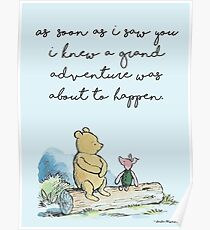 Klassische Winnie The Pooh BEDRUCKBAR, Sobald ich dich sah, wusste ich, dass ein großes Abenteuer passieren würde, Kids Wall Art, Boys Nursery Decor Blue Poster