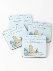 Classic Winnie The Pooh PRINTABLE, As soon as I saw you I knew a grand adventure was about to happen, Kids Wall Art, Boys Nursery Decor Blue Coasters