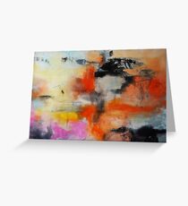 Abstract Orange Black Print from Original Painting Greeting Card