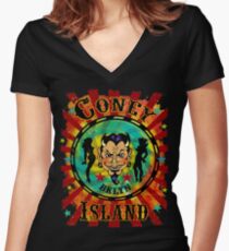 Coney Island Devil Women's Fitted V-Neck T-Shirt