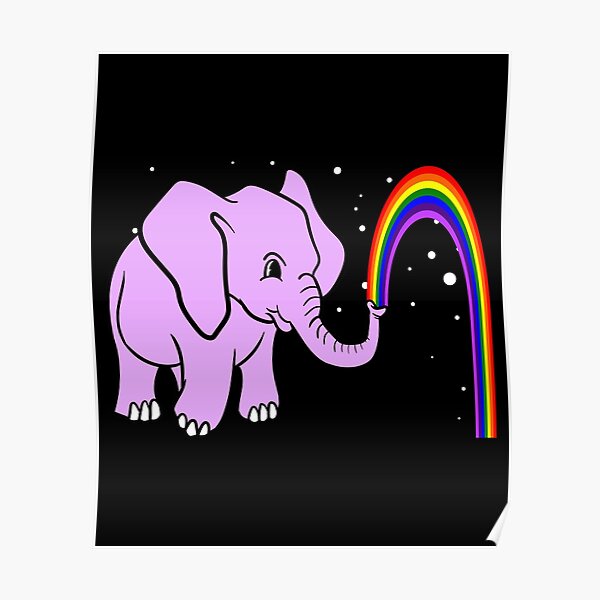 Rainbow Baby Elephant Posters | Redbubble