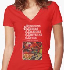 Camiseta entallada de cuello en V Dungeons & Diners & Dragons & Drive-Ins & Dives: Imagen ligeramente más grande