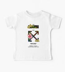 White off Line Flower "Firetape Arrows" Baby Tee