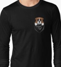 Funny Boxer Dog In Your Pocket Long Sleeve T-Shirt