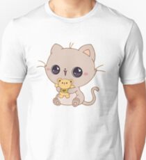 Little kitty with a teddy bear Unisex T-Shirt