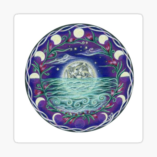 13th Moon Rising - moonlit seascape Sticker