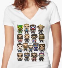 QWA Vinyl Pop-fighters Women's Fitted V-Neck T-Shirt