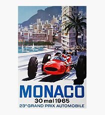 Gran Prix de Monaco 1965, vintage poster, car poster, black bg Photographic Print