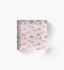 Mushroom Chic Pattern Acrylic Block