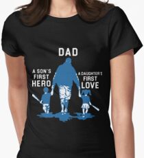 dad is a sons first hero and a daughters first love baseball t-shirts Women's Fitted T-Shirt