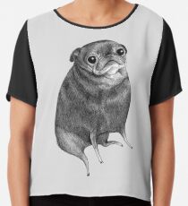 Sweet Black Pug Chiffon Top