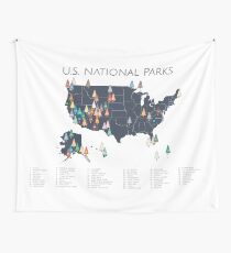 National Parks Explorer Map Wall Tapestry