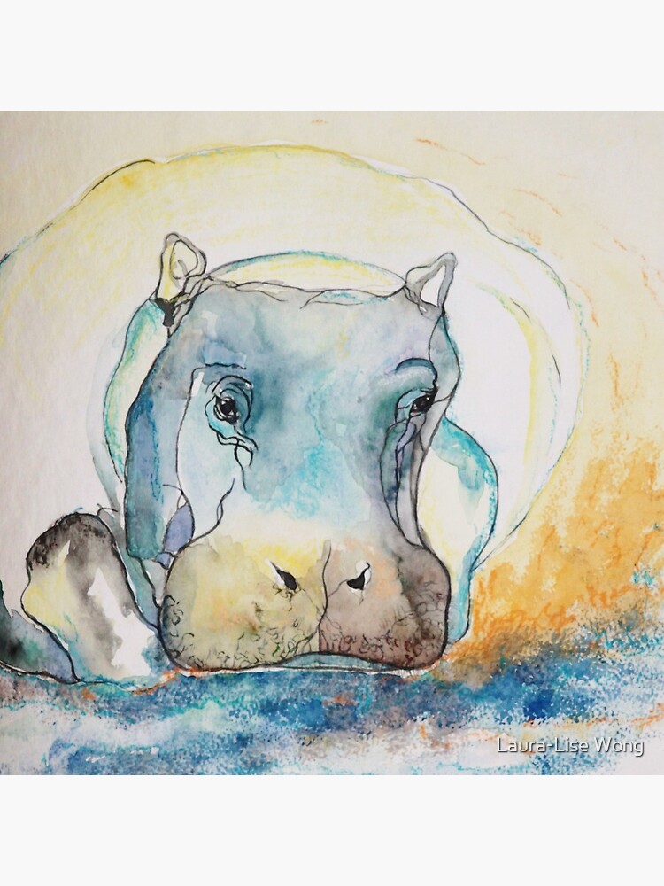 Water Color Hippopotamus by crazycanonmom