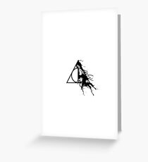 HP Hallows - half paint drops (black) - wand, cloak, stone Greeting Card