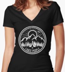 Camping I Hate People Camping Lovers Mountain Climbing Hiking Gift Shirt Women's Fitted V-Neck T-Shirt