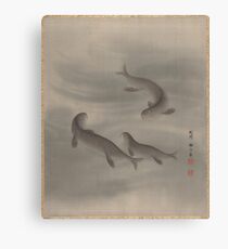 Japanese Otters Having all the Fun Canvas Print