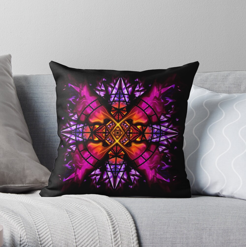 Stained Glass Chaos IV Throw Pillow