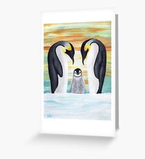 Penguin Family with Baby Penguin Greeting Card