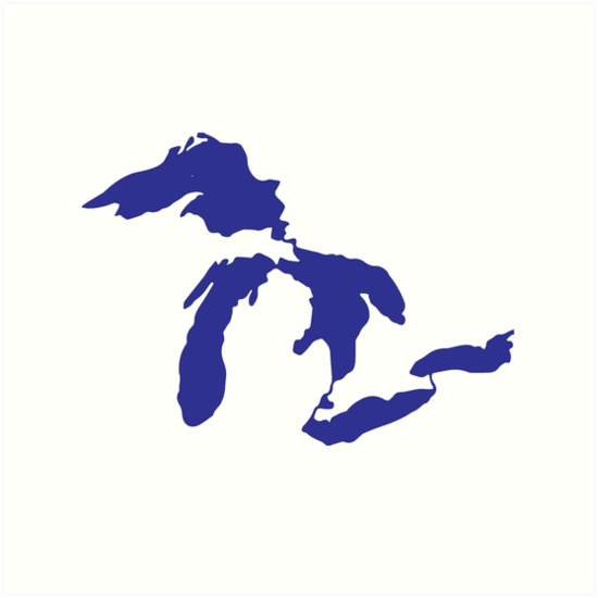 "Great Lakes Outline Blue" Art Prints by TaoJones42 Redbubble