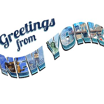 Artwork thumbnail, New York Souvenir, Greetings from New York, NYC, Vintage Postcard-style Design by sparkpress