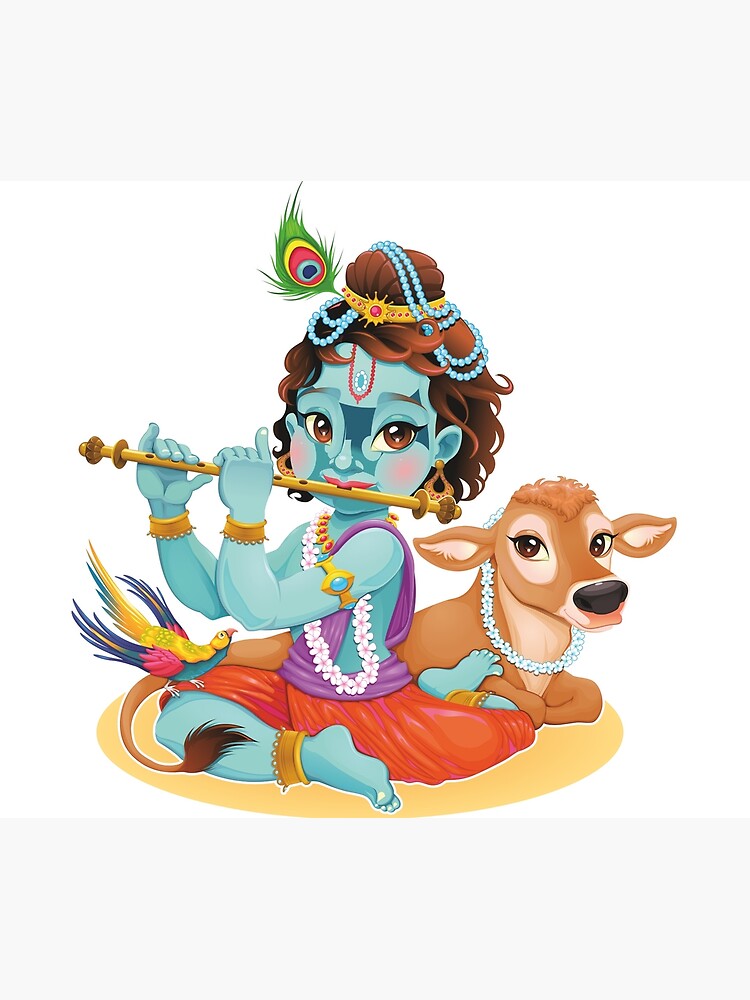 "Lord Krishna Playing Flute I Hindu Wall Art I Indian Stickers I