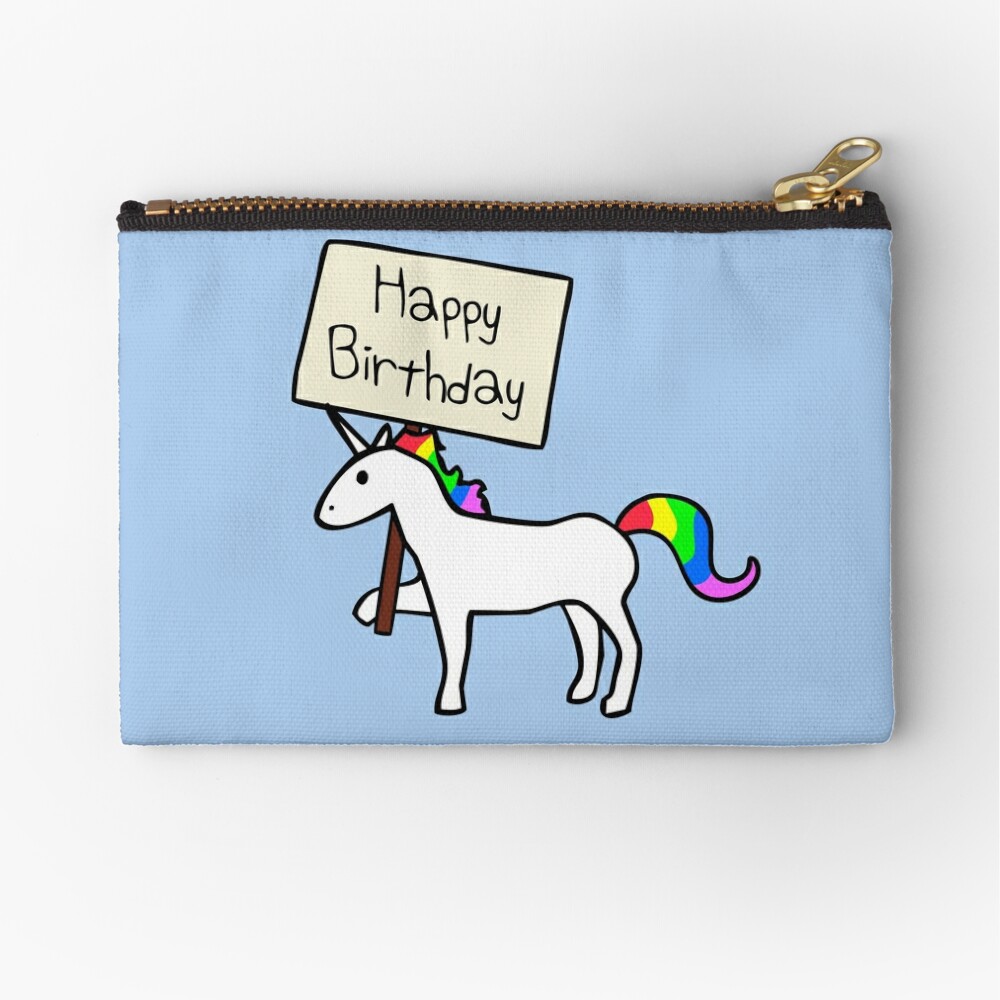 Happy Birthday Unicorn Zipper Pouch By Jezkemp Redbubble