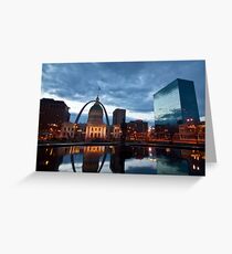 Gateway arch and The Courthouse building at dawn in St. Louis Greeting Card