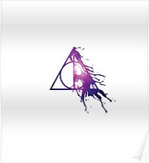 Galaxy Hallows - half paint drops (pink galaxy) - wand, cloak, stone Poster