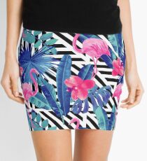 Pink Flamingo Tropical Summer Print Mini Skirt