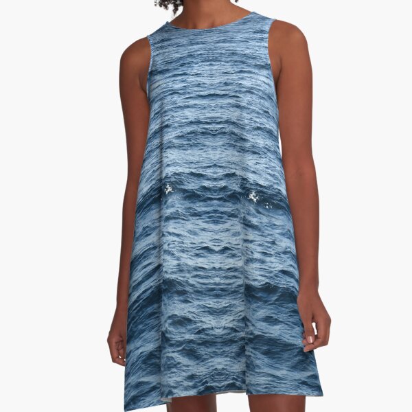 Blue sea abstract A-Line Dress