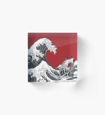 ROT Die große Welle Acrylblock