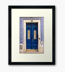 Blue Door In Lisbon Souvenir Framed Print
