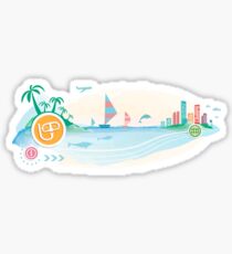 Snorkel and mask for diving icon on travel background. Sticker