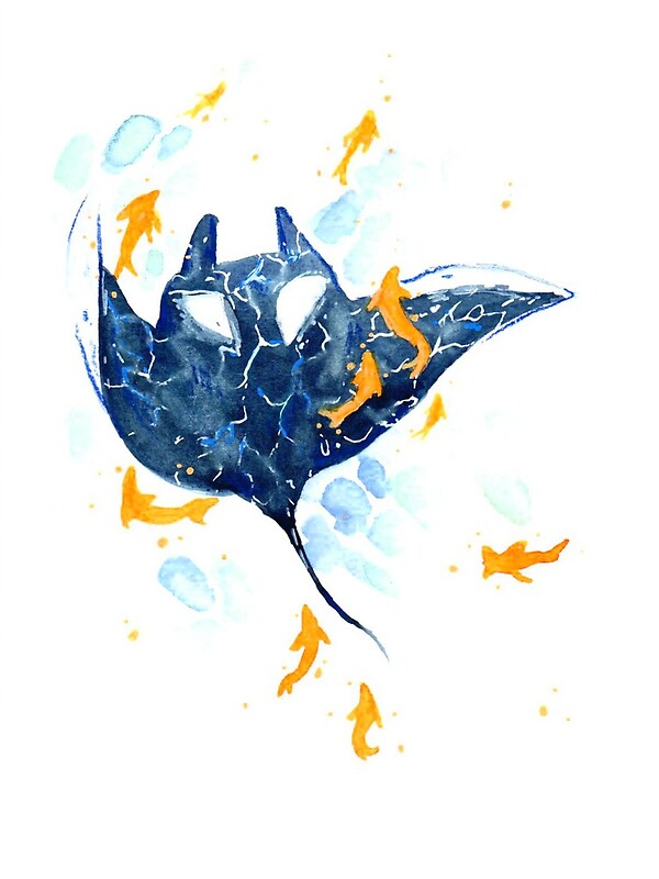 “Blue Manta Ray” by InKyLing | Redbubble