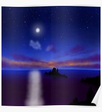 Moonlight Ocean Poster