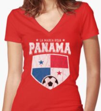 2018 Panama Soccer Team World Football Jersey Cup Women's Fitted V-Neck T-Shirt