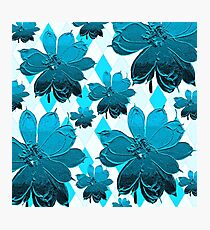 Lily and Magnolia Blue Floral Photographic Print