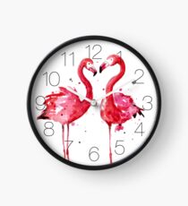 Pink Flamingos Clock