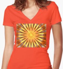 Tangerine Rays Women's Fitted V-Neck T-Shirt