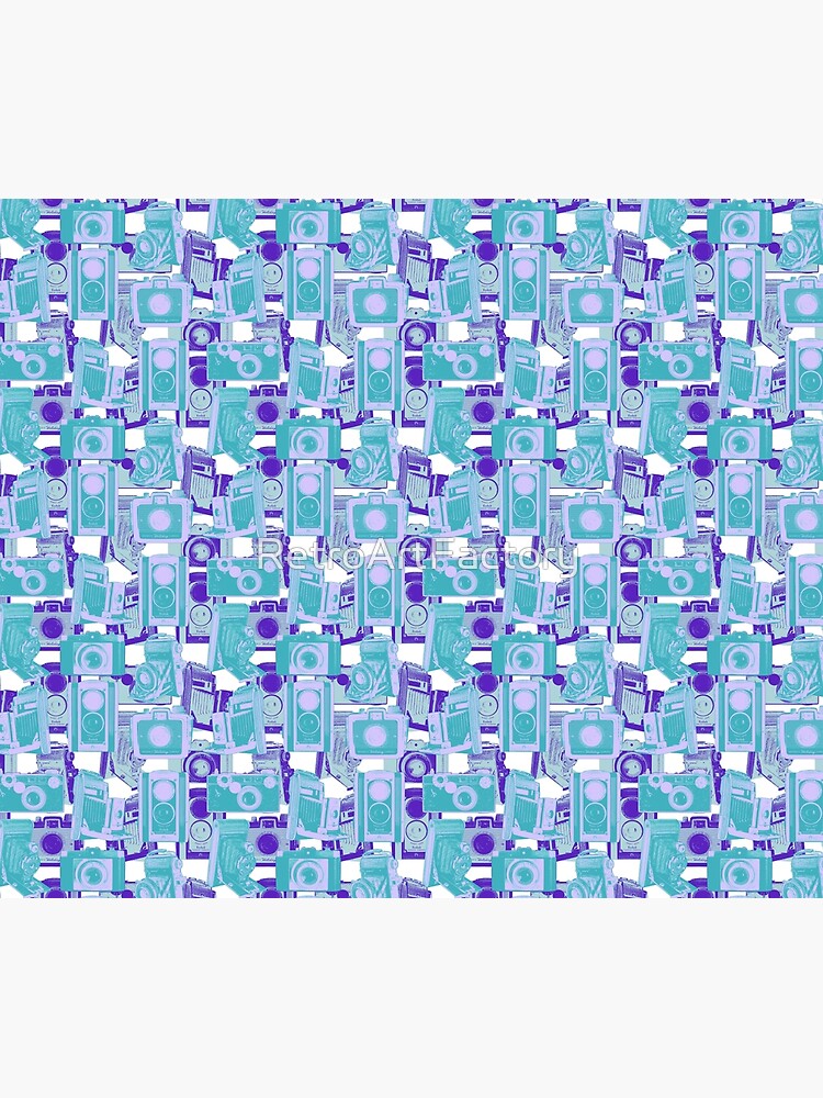 Vintage Camera Pattern in Turquoise and Blue by RetroArtFactory