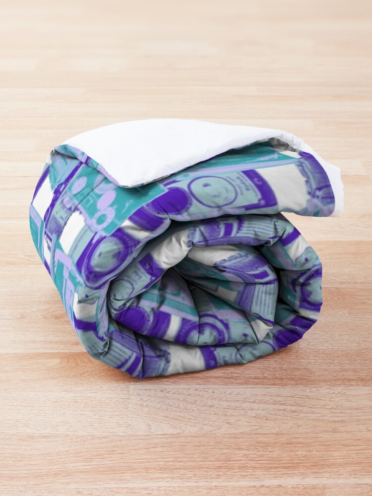 Alternate view of Vintage Camera Pattern in Turquoise and Blue Comforter