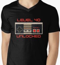 Video Game Birthday TShirt for Men & Women LEVEL 40 UNLOCKED V-Neck T-Shirt