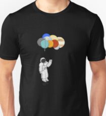 Camiseta ajustada Astronauta con globos planetas