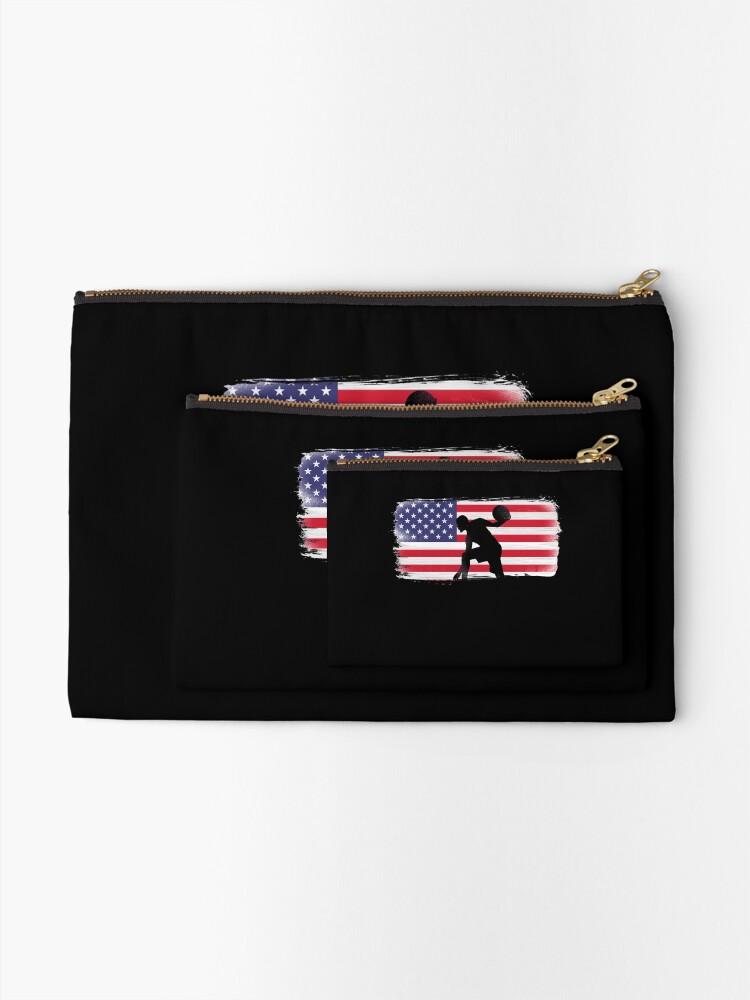 Alternate view of American Flag Basketball Player Zipper Pouch